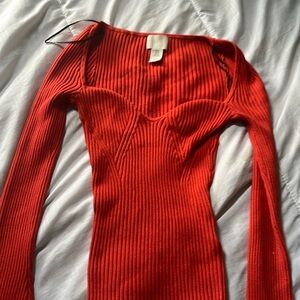RIB-KNIT SWEATER H&M orange